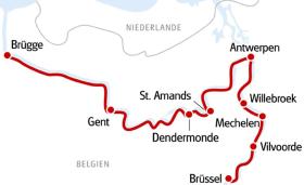 Boat & bike in Belgium - map